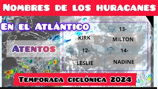 NOMBRES DE LOS HURACANES EN EL ATLÁNTICO EN ESTA TEMPORADA CICLÓNICA 2024⛈️⛈️⛈️ [upl. by Yung309]