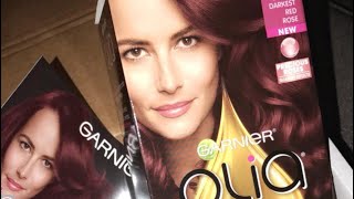 Garnier Olia Hair Dye  Darkest Red Rose  Influenster [upl. by Laney105]