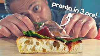 Come fare la pizza in teglia in 3 ORE alta idratazione e SENZA IMPASTARE [upl. by Steven974]