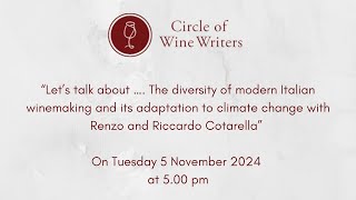 “Let’s talk aboutThe diversity of modern Italian winemaking and its adaptation to climate changequot [upl. by Serena]