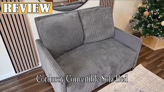 Domusensus Corduroy Convertible Sofa Bed Review  Modern Sleeper Sofa Perfect for Small Spaces [upl. by Omissam]