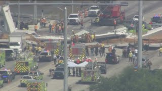 Several People Killed After Pedestrian Bridge Collapses At Florida International University [upl. by Notaek]