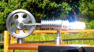 STIRLING ENGINE FRESNEL Lens on a Steek Solar powered Stirling Engine [upl. by Ecirted]