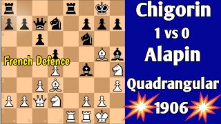 Mikhail Chigorin vs Semyon Z Alapin  Quadrangular 1906 chess [upl. by Namrak]