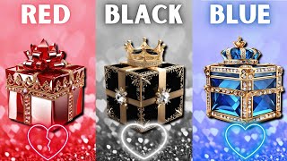 Choose your gift 💖🎁😭3 gift box challenge2 good vs 1 bad Red Black Blue 3giftbox [upl. by Leda89]