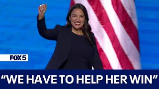 AOC unleashes on Trump in fiery DNC speech [upl. by Naejarual861]