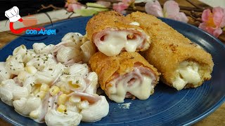 Comida ECONOMICA RAPIDA y Sabrosa Rollitos De Jamón Rellenos de Queso [upl. by Janessa]