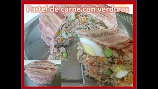 Como Hacer Pastel de Carne Molida con Verduras y Tocino en estufa Delicioso Pastel de Carne [upl. by Kcyrred]