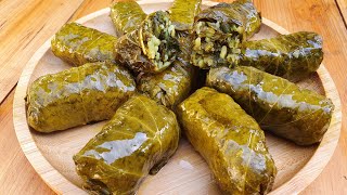 ABSOLUTELY DELICIOUS QUICK STUFFED GRAPE LEAVES WITH HERBS AND RICE DOLMA RECIPE [upl. by Schuyler182]