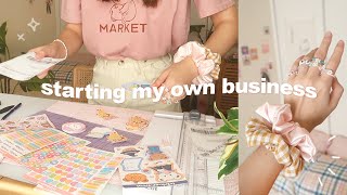 starting my own business 🧸 preparing for shop launch designing stickers scrunchies jewelry art [upl. by Nauqit]