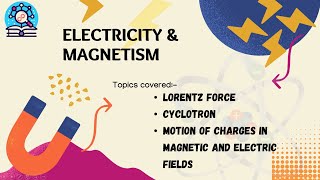 ELECTRODYNAMICS 13LORENTZ FORCE  CYCLOTRON  MOTION OF CHARGE UNDER MAGNETIC AND ELECTRIC FIELD [upl. by Aimas]