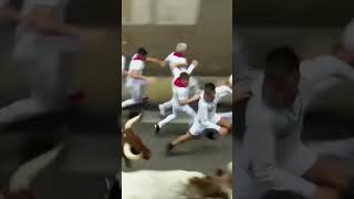 Two injured at Pamplona’s running of the bulls [upl. by Siderf679]