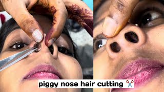 piggy nose hair cutting  women nose hair cutting nosehaircutting [upl. by Ettenyl]