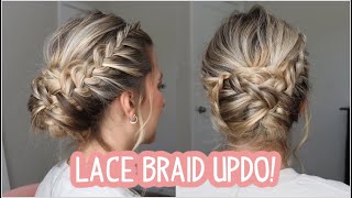 LACE FRENCH BRAID UPDO Short Medium and Long Hairstyles [upl. by Noiro]