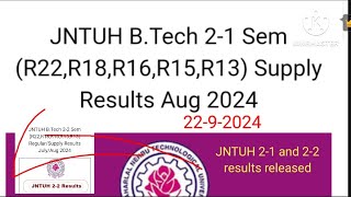 JNTUH 21 22 results released 2024september BTech 21 22 regular supply Result released 2024 [upl. by Vivi161]