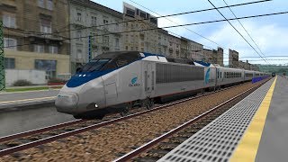 OpenBVE HD Amtrak 10 Car Acela Express Horn Show Footage Along the SellyePecs Line  150 MPH [upl. by Beghtol]