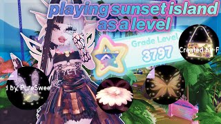 playing sunset island as a LEVEL 3700 but i have to use the new items ˚｡⋆୨୧˚royale high˚｡⋆୨୧˚ [upl. by Ahsitaf]