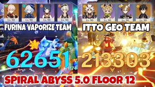 Furina Vaporize Team x Itto Geo Supremacy  New 50 Spiral Abyss Floor 12 [upl. by Arrait]