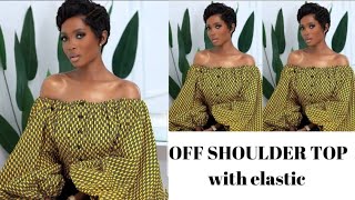 How to sew DIY Off shoulder Top with elastic and exaggerated sleeves [upl. by Akihc]