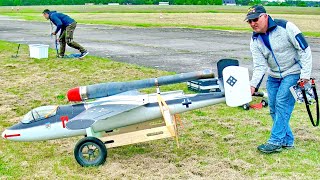 VERY HUGE AND LOUD PULSE JET HEINKEL HE162 PULSO SCALE 135 MODEL AIRCRAFT  FLIGHT DEMONSTRATION [upl. by Irat]