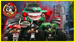 Monster Jam Toys  MEGA Grave Digger THE BIG PRANKSTER ft Gas Monkey Zombie amp Ryans World Toys [upl. by Onilatac122]