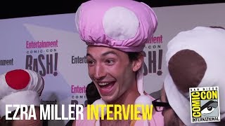 Ezra Miller Cosplays As Toadette amp Gives WEIRD Interview at 2018 EW Comic Con Party [upl. by Anait]