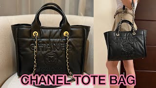 UNBOXING the NEW CHANEL TOTE BAG what fits inside modshots  close up [upl. by Primrose]