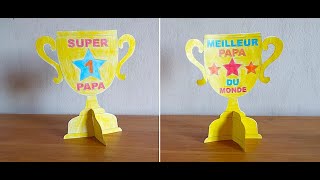 DIY Fête des pères  Fabriquer une coupe Super Papa  Activité Créative Enfant [upl. by Hakim]