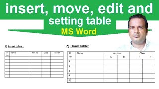 How to insert move and edit table in MS Word  Insert table and draw table [upl. by Onil]