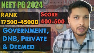 NEET PG 2024 If your NEET PG score is between 400500 Marks which Branch amp college you will get [upl. by Nilrev]