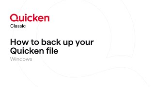 Quicken Classic for Windows  How to back up your Quicken file [upl. by Sherr]