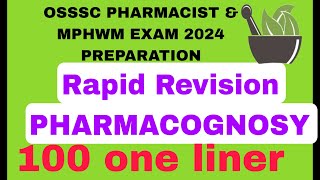 Pharmacognosy important one liner questions for osssc pharmacist amp mphwm examination 2024 [upl. by Yeoz337]