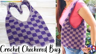 CROCHET “Checkered” Shoulder Bag  Tutorial [upl. by Saturday743]