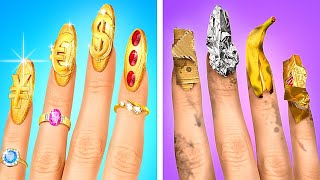 BEAUTY Problems With LONG NAILS and HAIR  RICH vs BROKE Crazy Girly Struggles by La La Life [upl. by Araht]