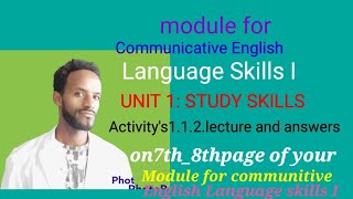 Lesson 1 Communicative English Skills I Unit 1 Study Skills  Answers of Activitys 112 [upl. by Atiuqat]