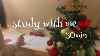 【study with me】30分間🎄｜筆記音｜no bgm｜タイマー付き [upl. by Nekcerb643]