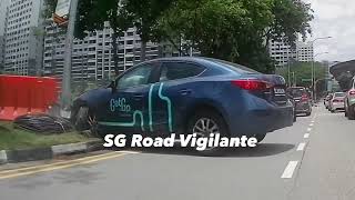 16mar2024 punggol GetGo Carsharing mazda 3 drove up on to pavement amp hit lampost [upl. by Enylekcaj]