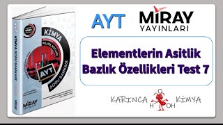 Miray Yayınları AYT Kimya Soru Bankası Elementlerin Asitlik Bazlık Özellikleri Test 7 [upl. by Lat]