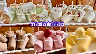 Paletas cremositas 5 sabores que te van a encantarfresanuezchocolate y platano😋 [upl. by Llyrpa]