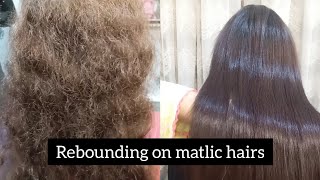 rebounding on matlic hairshelida rebounding system tutorialhair rebondinghair rebonding procedure [upl. by Golub]