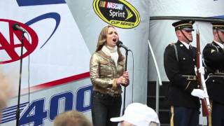 Melora Hardin Sings Anthem  NASCAR Dover DE Oct 2 2011 [upl. by Adnolahs]