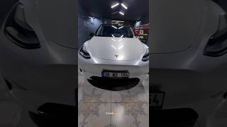 Tesla Model Y İnci Beyaz Araç Kaplama 🔥tesla teslamodely teslamodels carwrap auto [upl. by Asquith]