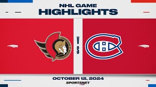 NHL Highlights  Senators vs Canadiens  October 12 2024 [upl. by Anahs]