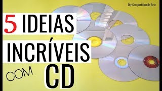 5 DIY COM CD VELHO IDEIAS INCRÍVEIS DE ARTESANATO Compartilhando Arte [upl. by Philly]