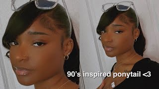 90’s Side Swoop Bang Ponytail On Natural Hair 💕  Eva Williams [upl. by Seta]