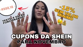 CUPONS DE DESCONTO DA SHEIN PARA USAR EM NOVEMBRO 🤑💰 [upl. by Leventhal]