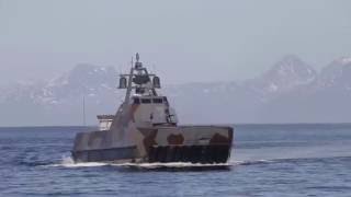 Norwegian Navy Skjoldclass Corvette Fires NSM against Coastal Land Target [upl. by Mehalek816]