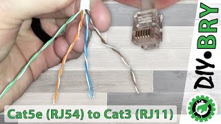 Cat5e to Cat3RJ11 Convert an exiting Cat5e cable into a phone line Cat3RJ11 [upl. by Neitsabes]