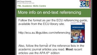 Workshop Intext and endtext referencing using APA 6th edition  ECU [upl. by Torr]