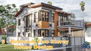 5  Bedroom Two Storey House Design [upl. by Adekan193]